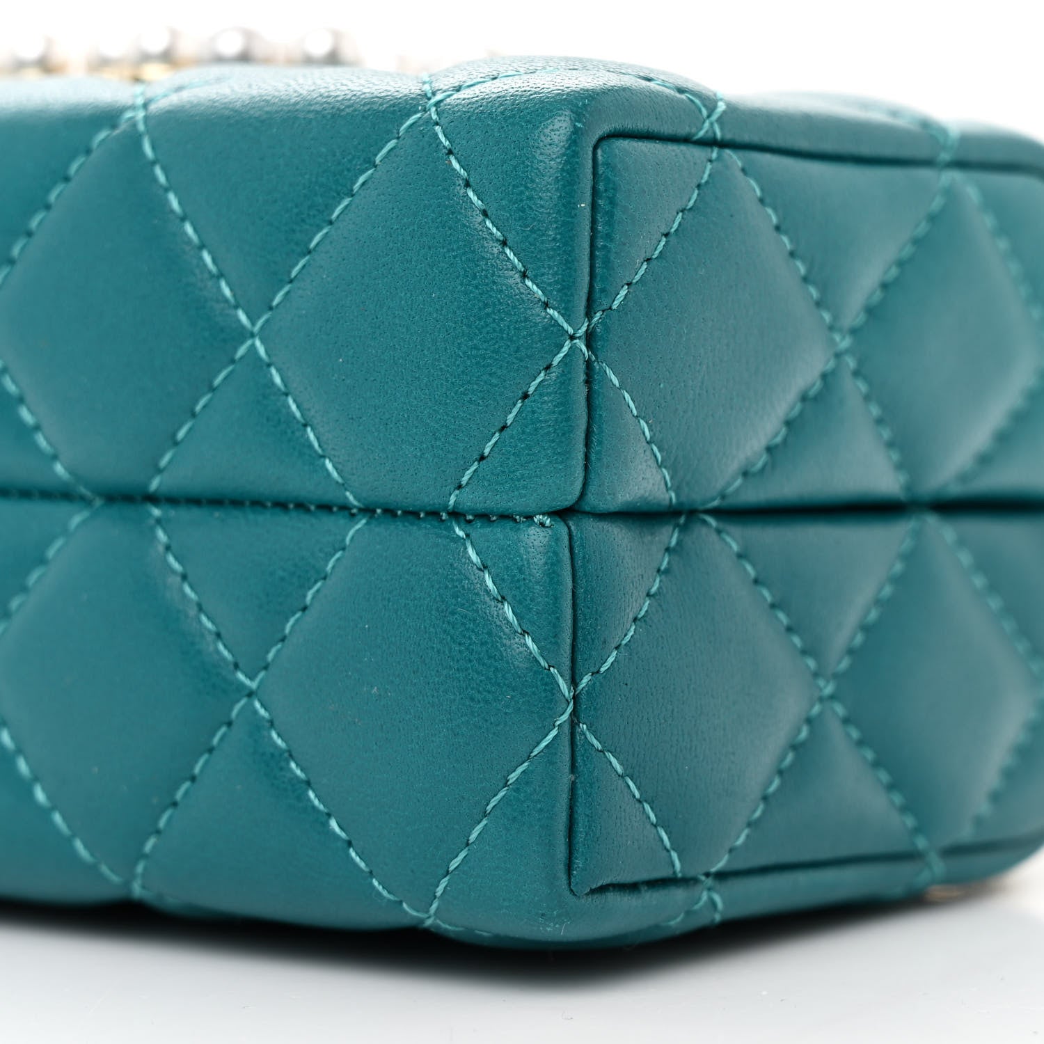 Chanel Lambskin Quilted Pearl CC Vanity Case Turquoise 11 of 11