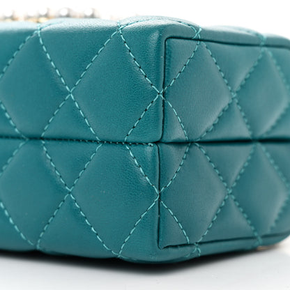 Chanel Lambskin Quilted Pearl CC Vanity Case Turquoise 11 of 11