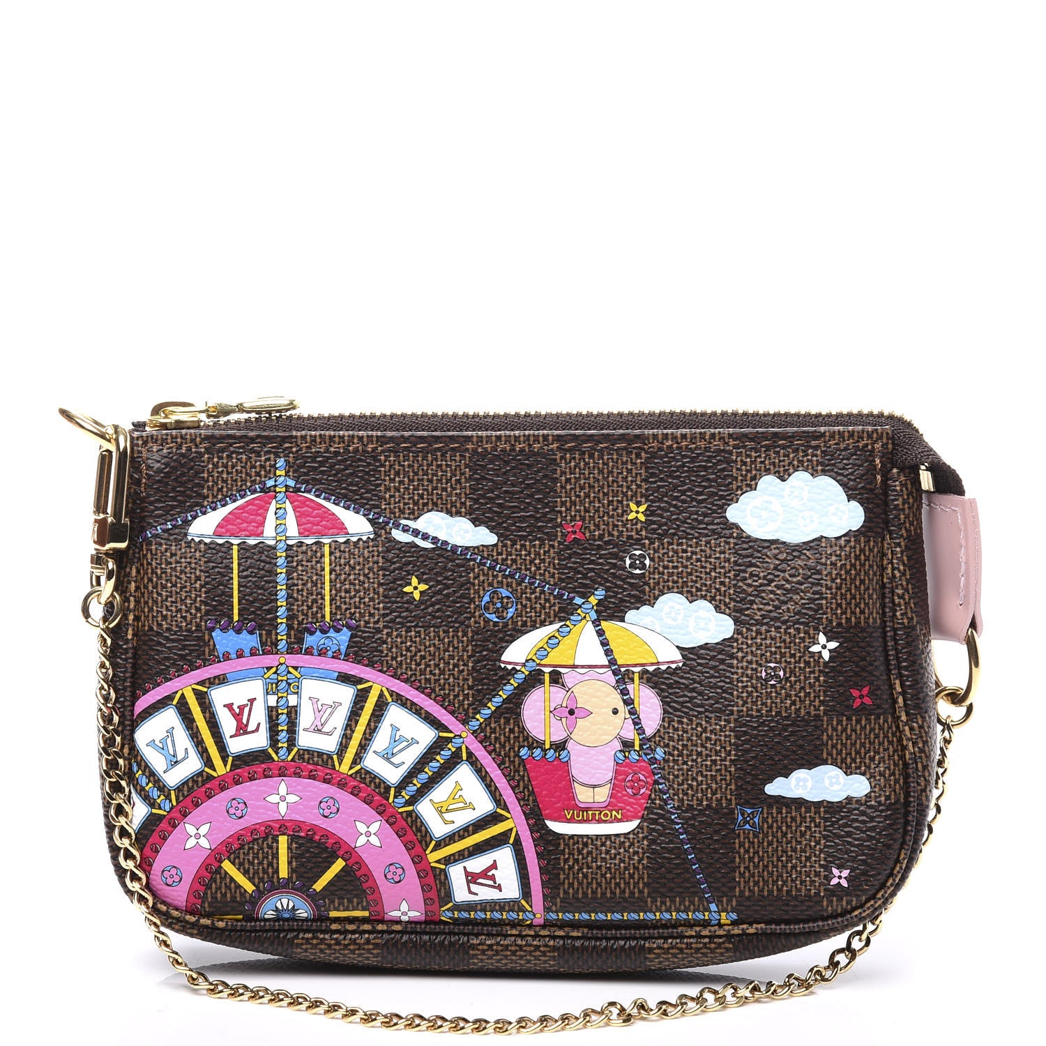 Louis Vuitton Damier Ebene 2020 Christmas Animation Big Wheel Mini Pochette Accessories Rose Ballerine 1 of 9