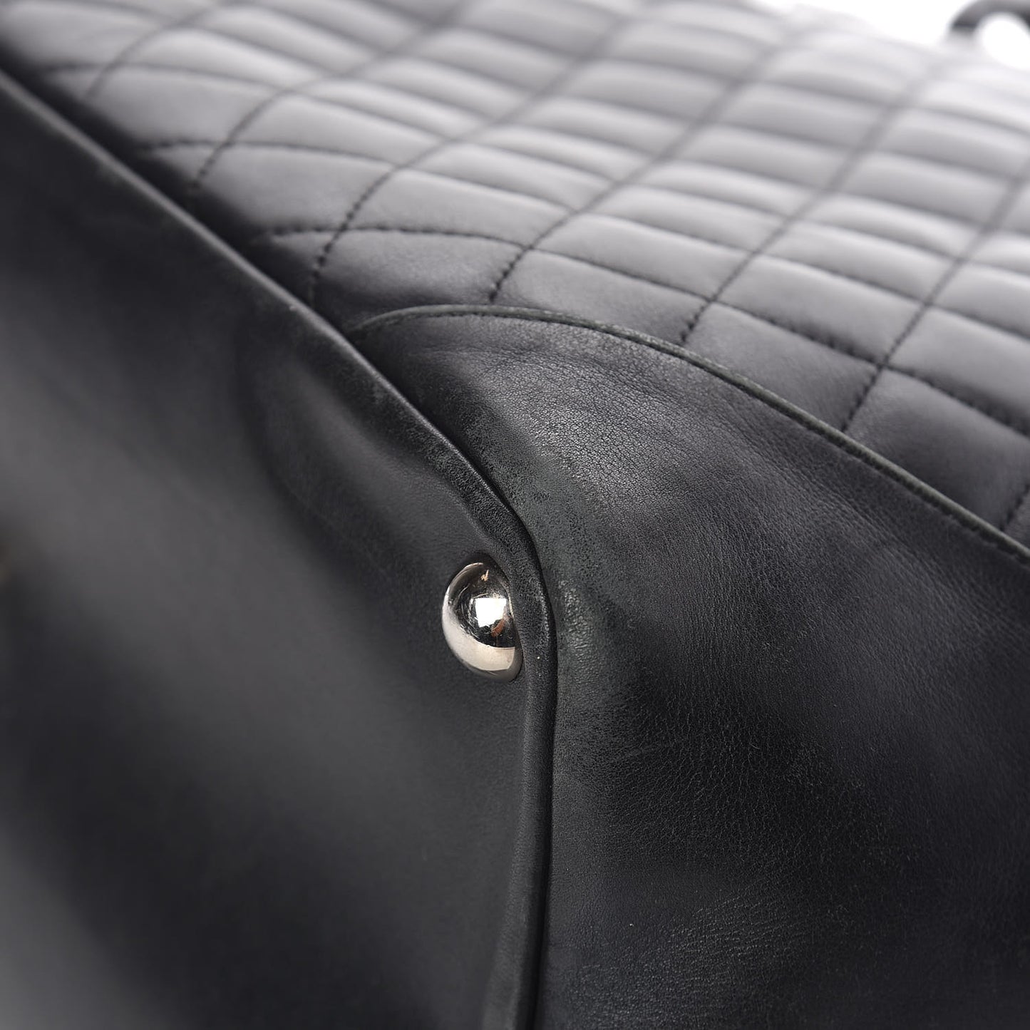 Calfskin Quilted Large Cambon Tote Black