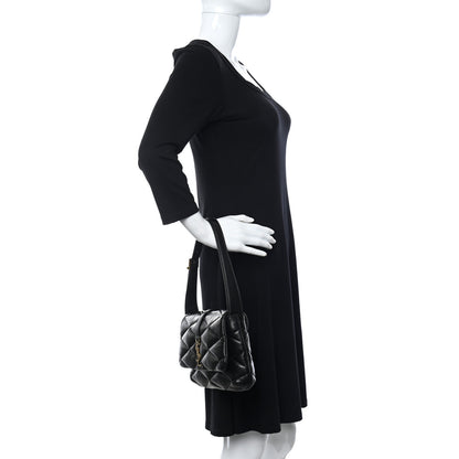 Saint Laurent Lambskin Quilted Le 57 Diamond Shoulder Bag Black 2 of 9