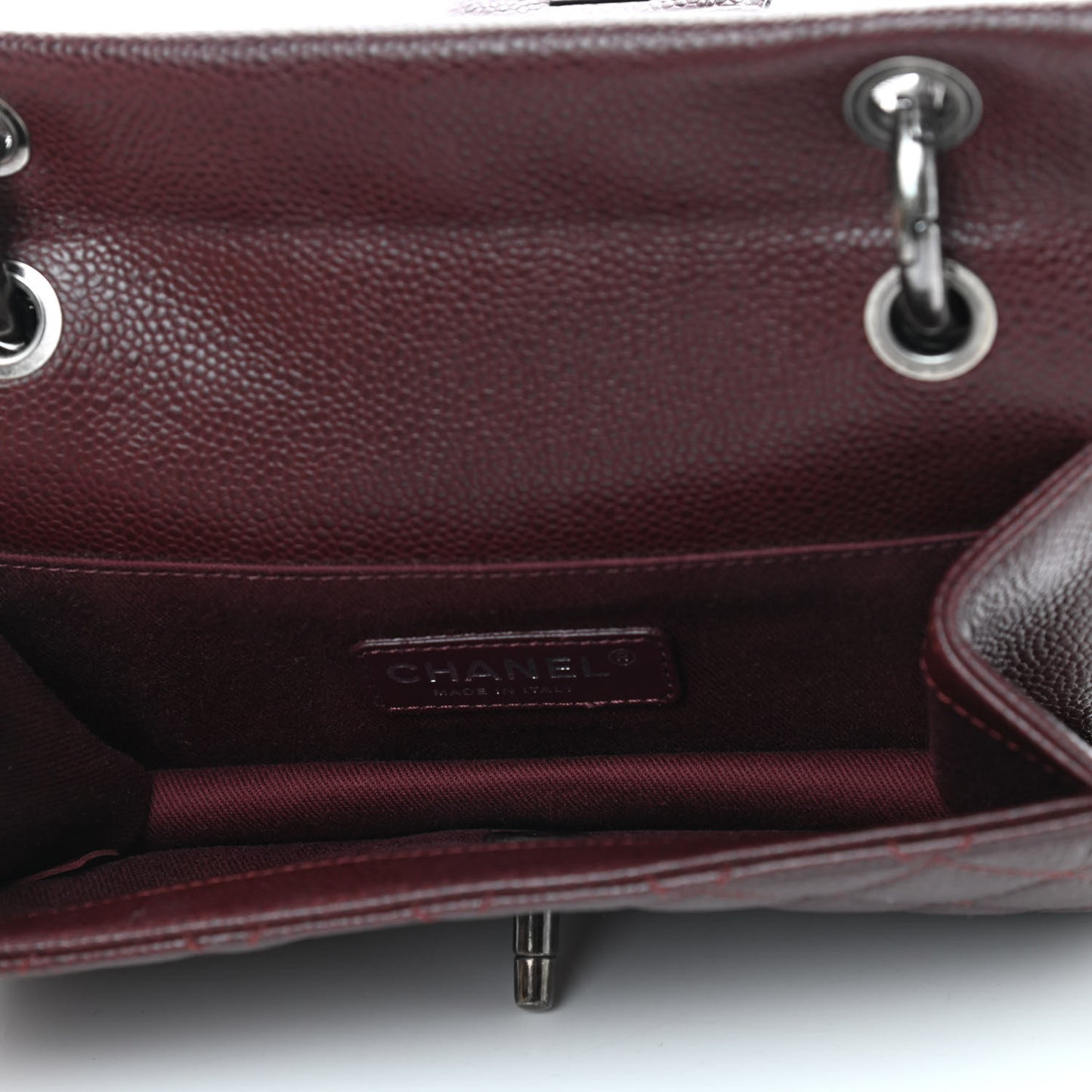 Caviar Quilted Small Retro Class Flap Burgundy