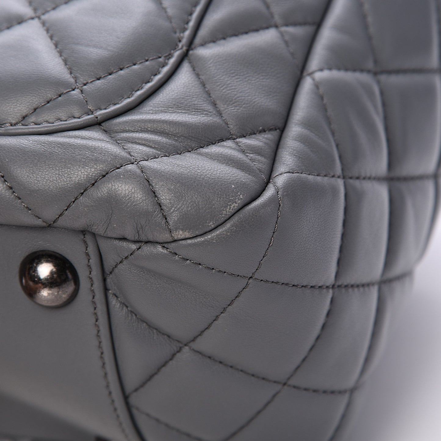 Lambskin Quilted Shoulder Bag Grey