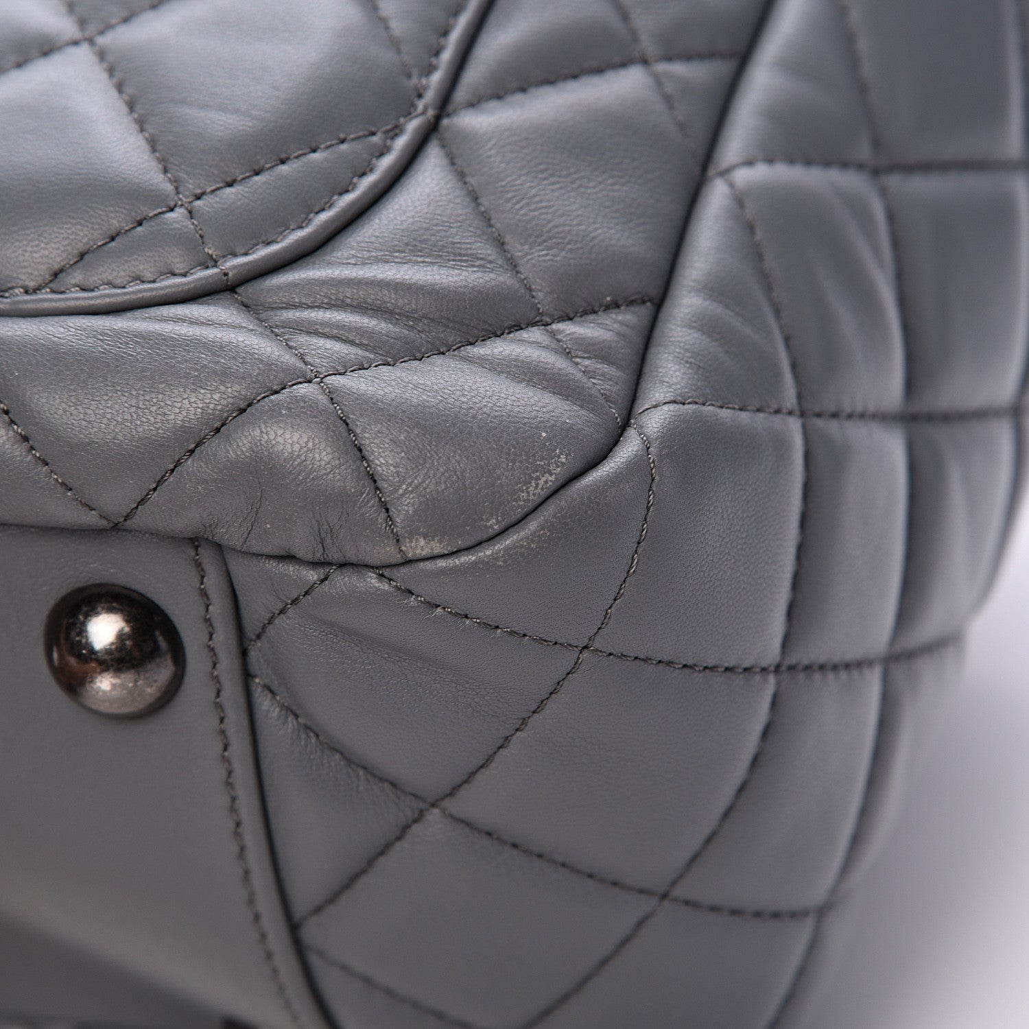 Chanel Lambskin Quilted Shoulder Bag Grey 11 of 12