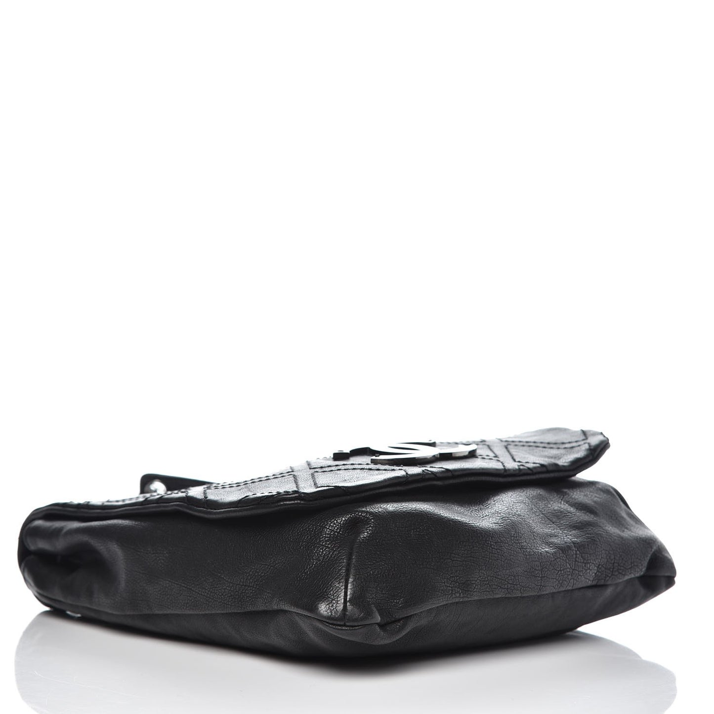 Calfskin Diamond Stitch Large Messenger Black