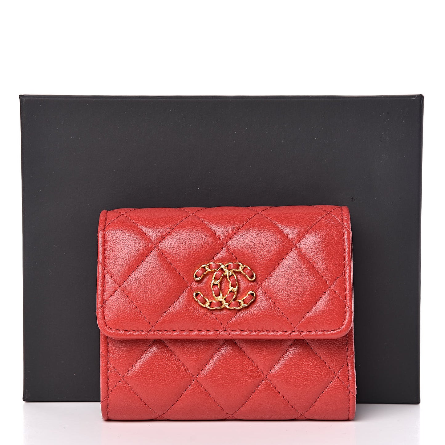 Lambskin Quilted 19 Flap Wallet Red