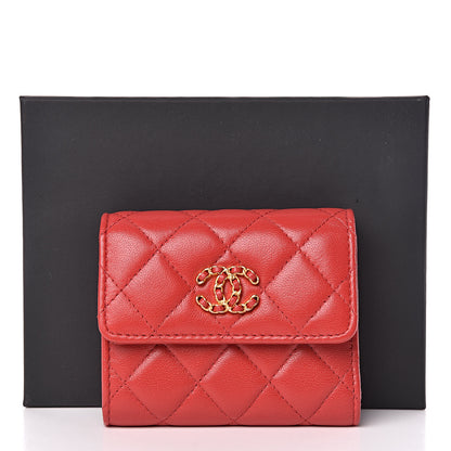 Chanel Lambskin Quilted 19 Flap Wallet Red 9 of 9