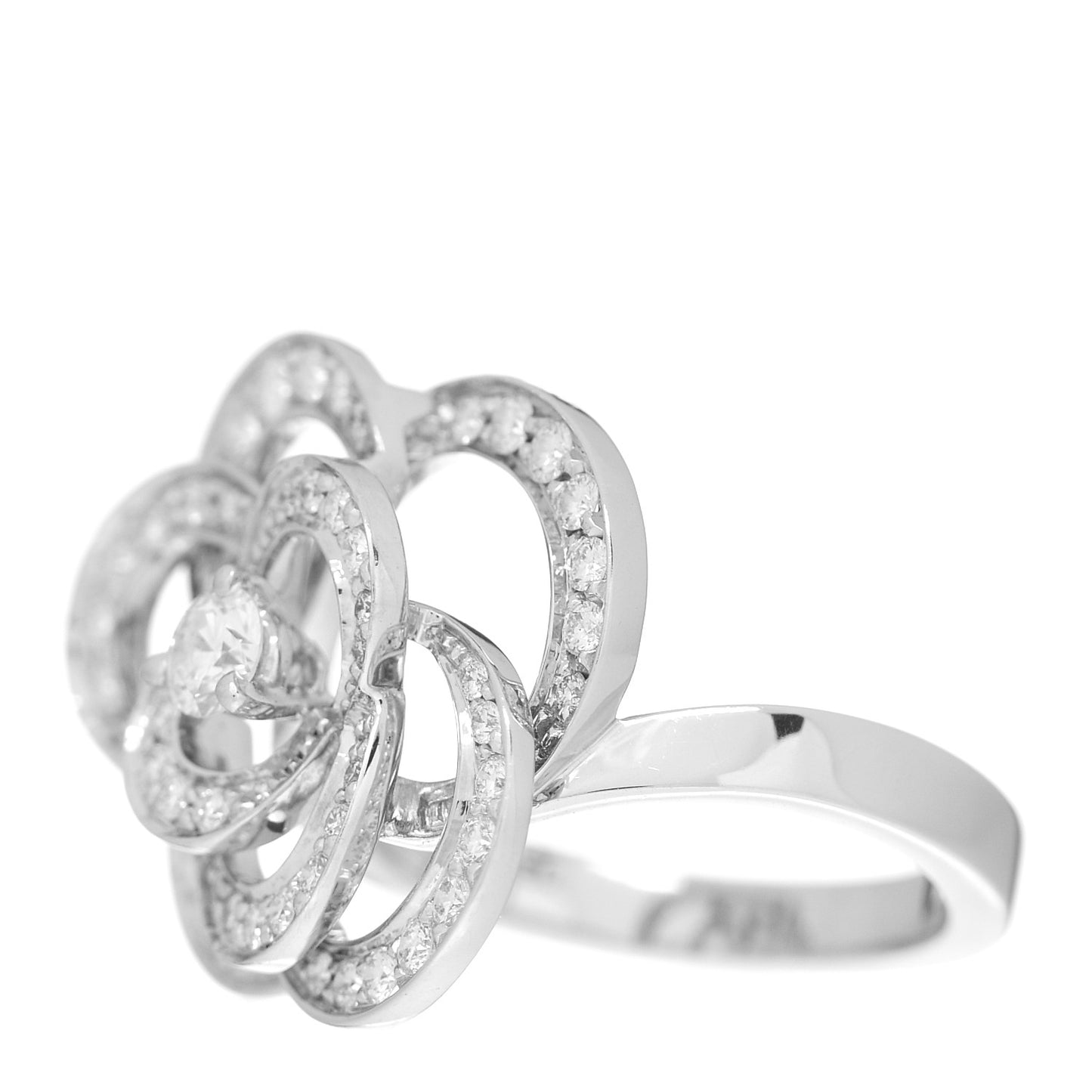 18K White Gold Diamond Fil de Camelia Ring 50 5.25
