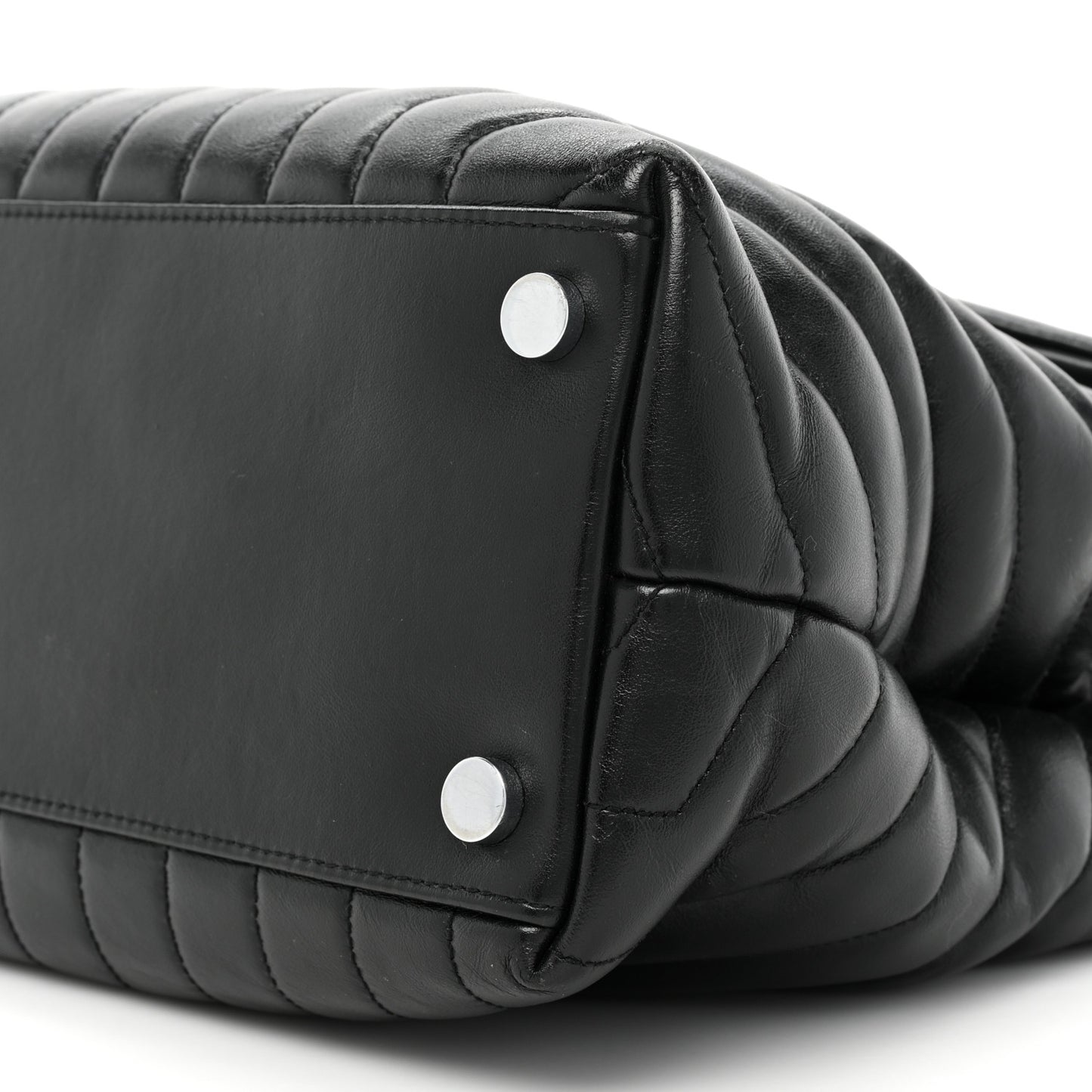 Calfskin Y Quilted Monogram Large Loulou Chain Satchel Black