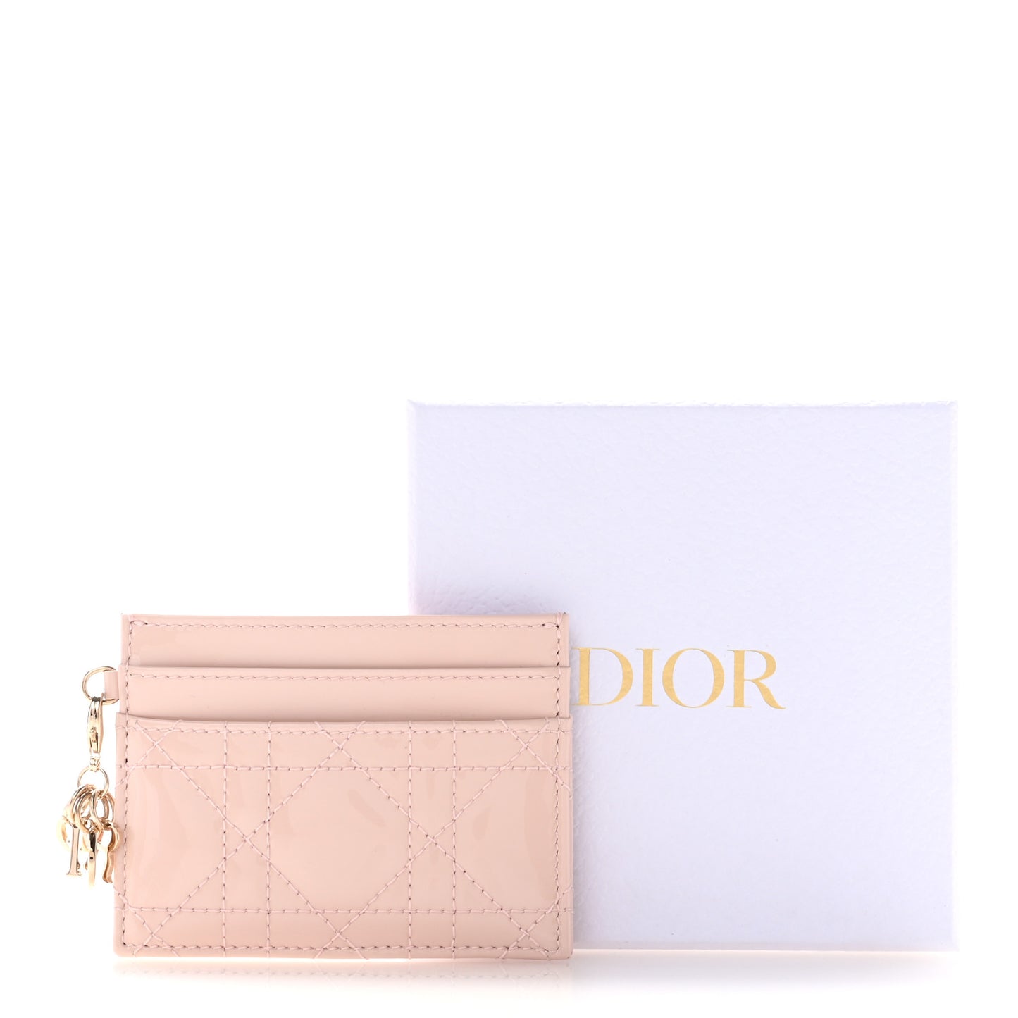Patent Cannage Lady Dior Card Holder Powder Pink
