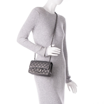 Chanel Iridescent Calfskin Quilted Mini Rectangular Flap Dark Grey 2 of 7
