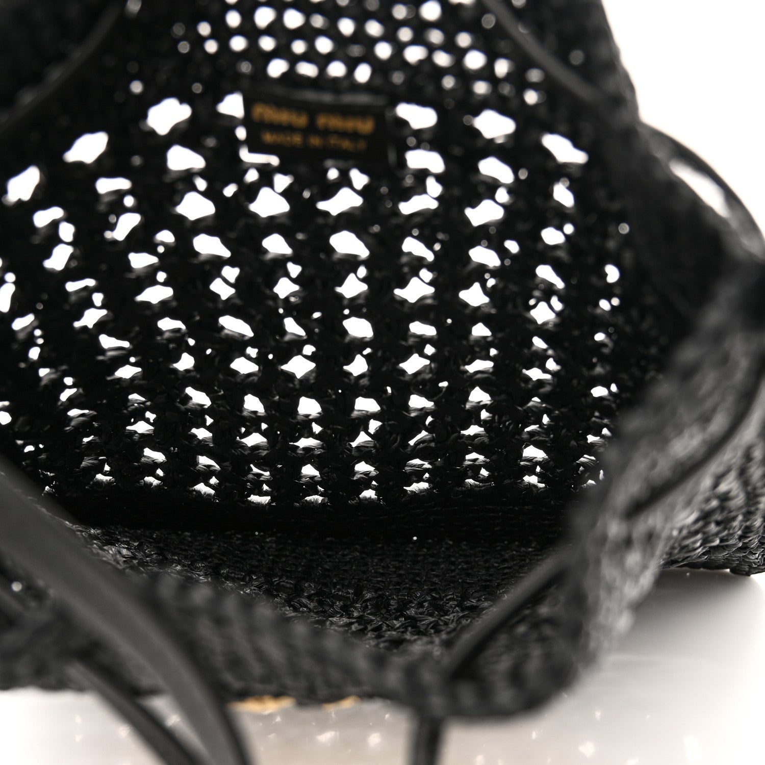 Miu Miu Raffia Shoulder Bag Black 5 of 9
