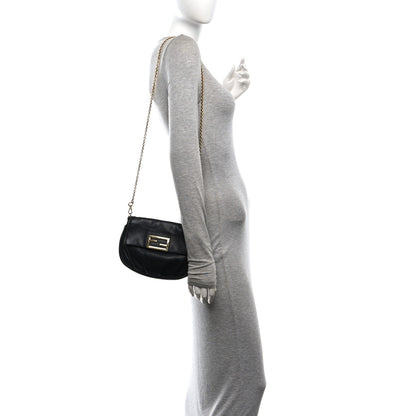 Fendi Vitello Flamingo Fendista Pouchette Crossbody Black 2 of 12