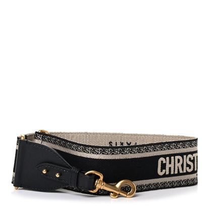 Christian Dior Canvas Embroidered Shoulder Strap Black 1 of 2