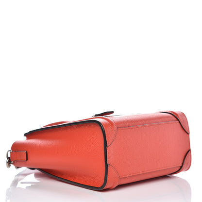 Celine Drummed Calfskin Nano Luggage Vermillion 4 of 8