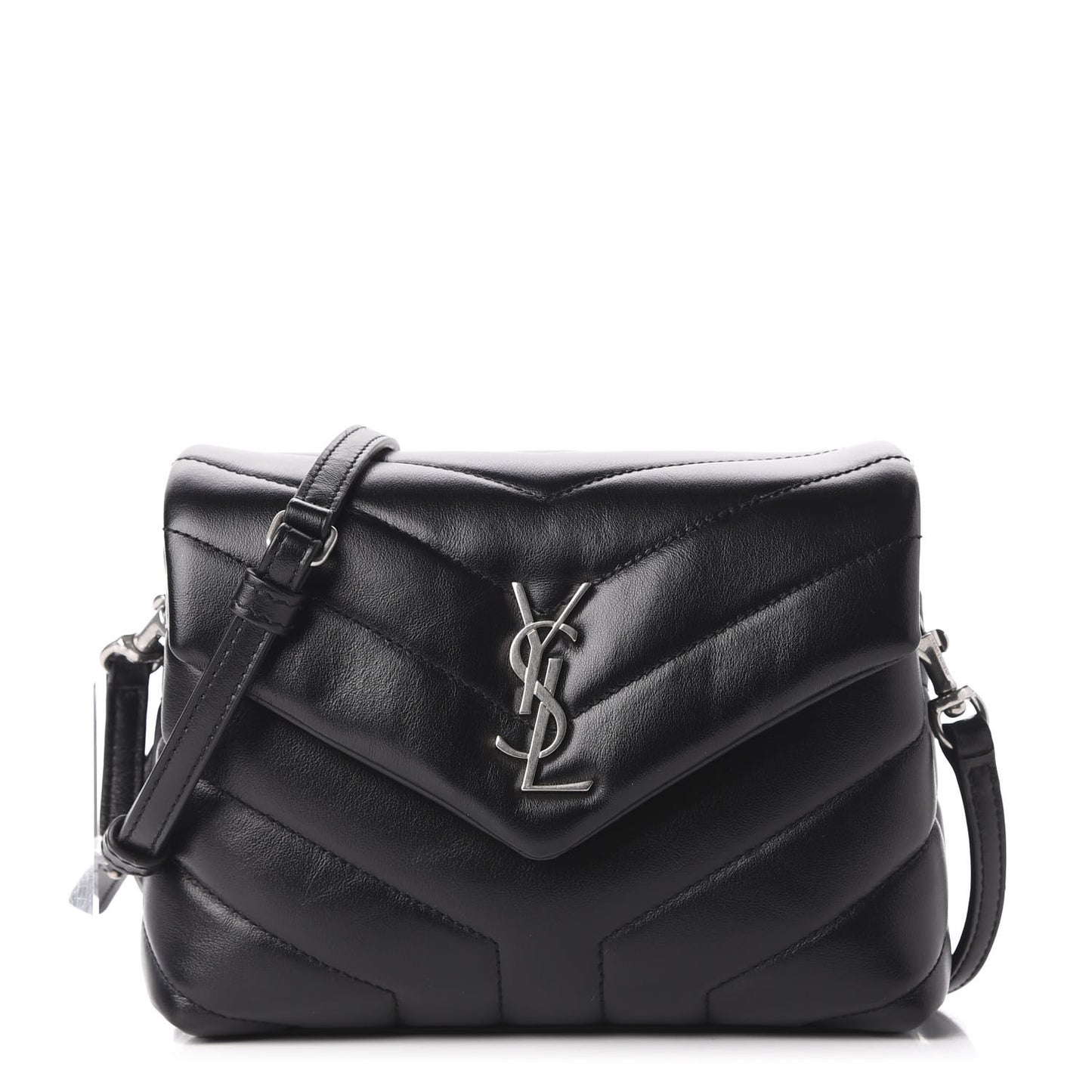 Calfskin Y Quilted Monogram Toy Loulou Crossbody Bag Black