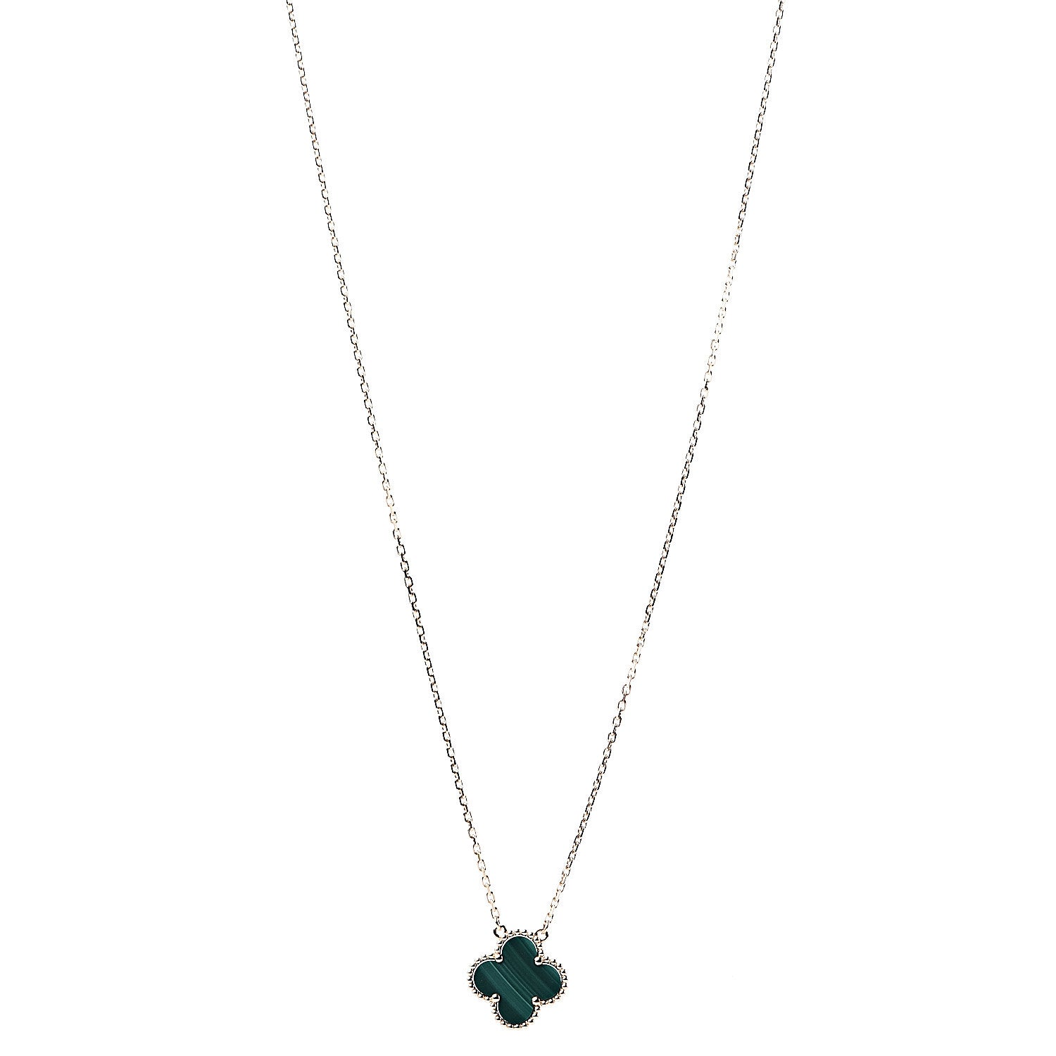 Van Cleef & Arpels 18K Yellow Gold Malachite Vintage Alhambra Pendant Necklace 1 of 8