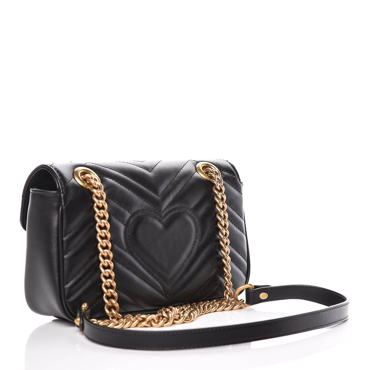 Gucci Calfskin Matelasse Mini GG Marmont Shoulder Bag Black 3 of 10