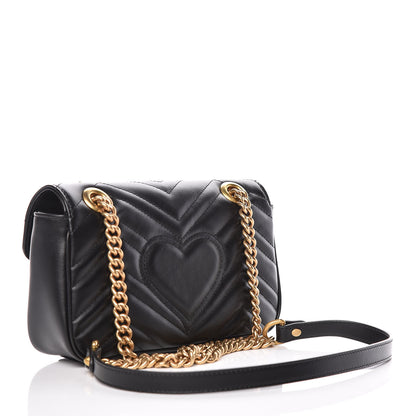 Gucci Calfskin Matelasse Mini GG Marmont Shoulder Bag Black 3 of 10