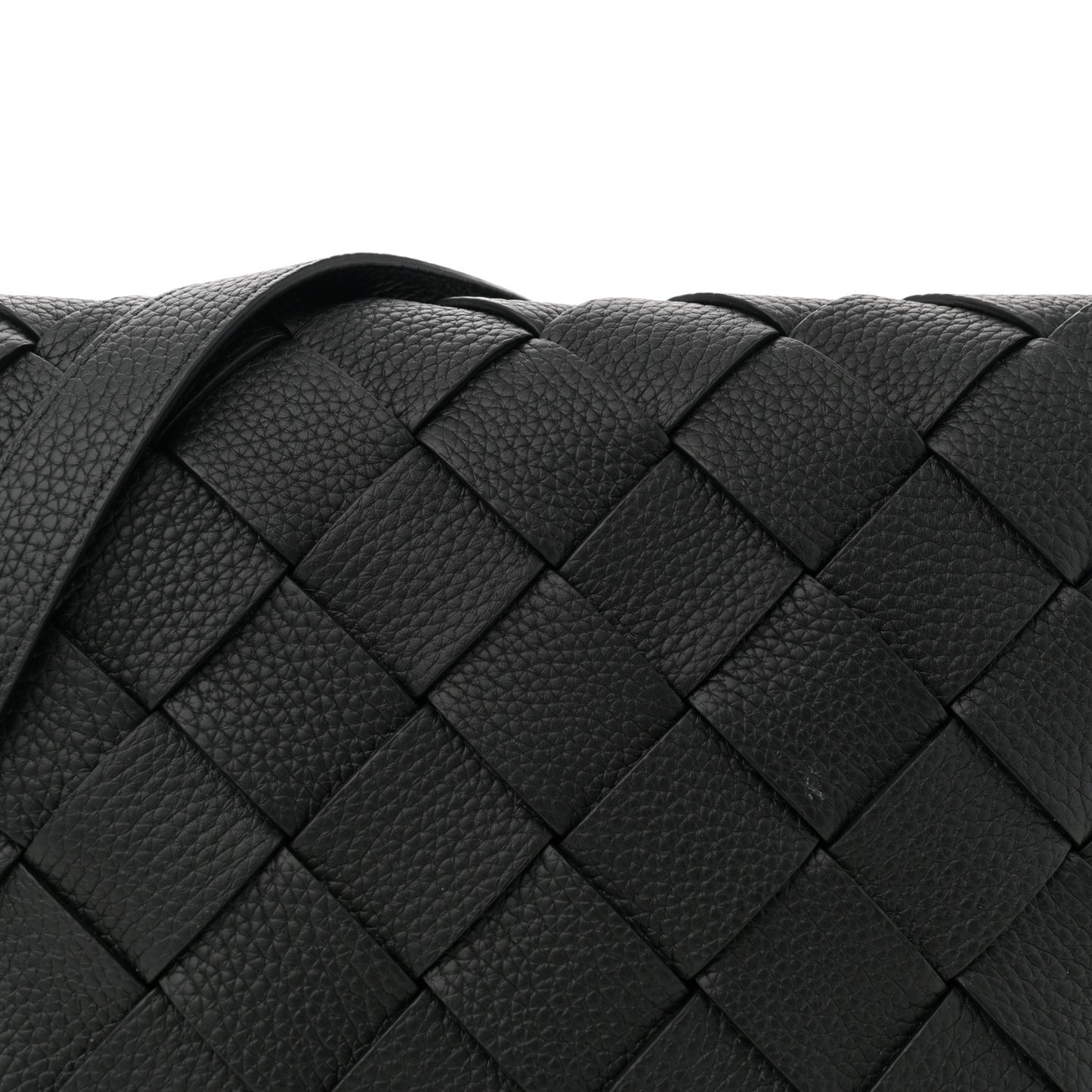 Grained Calfskin Intreccio Large Diago Crossbody Bag Black