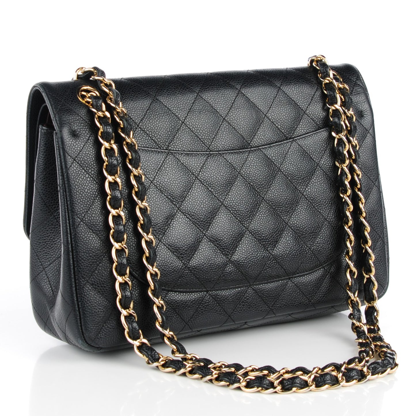 Caviar Quilted Jumbo Double Flap Black
