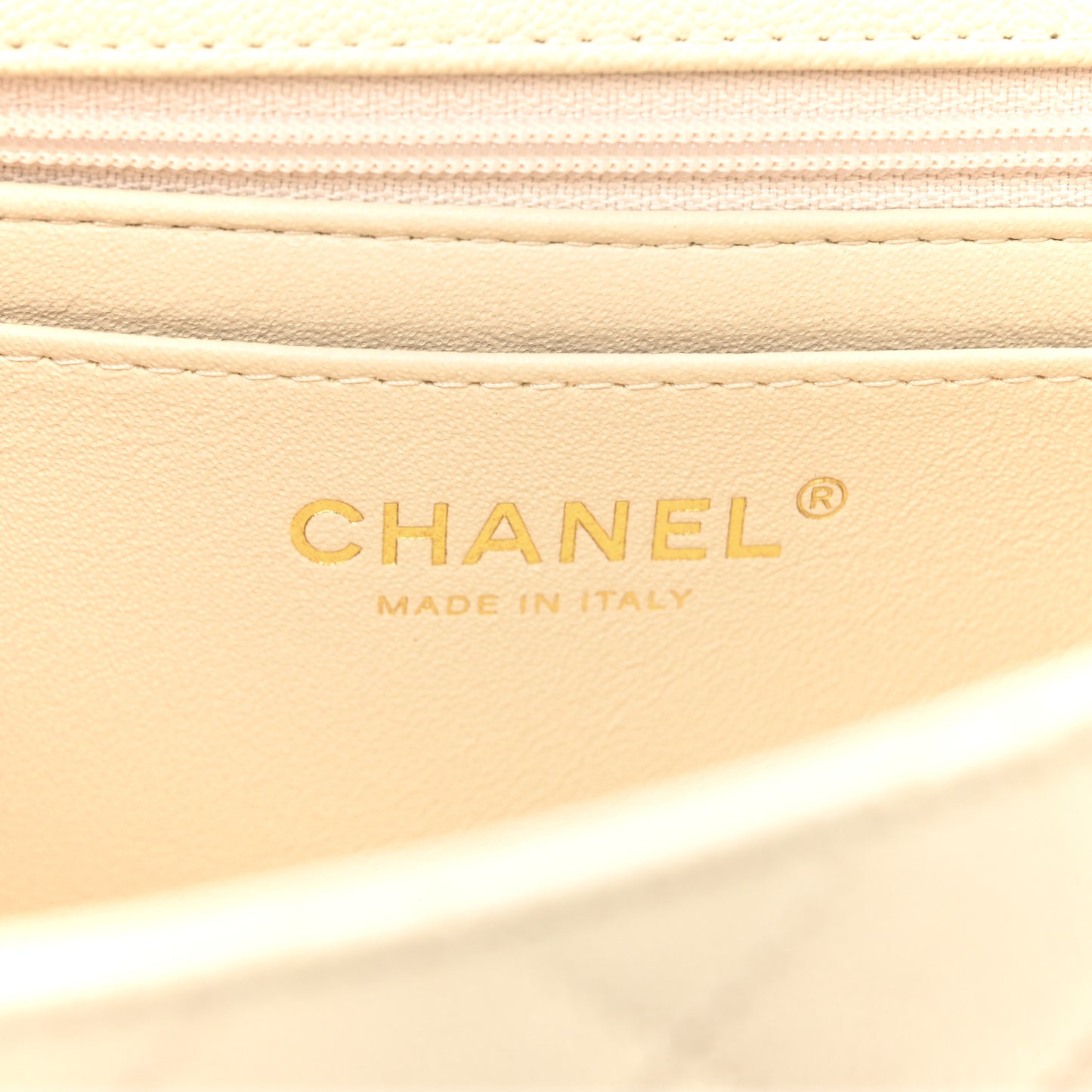 Caviar Quilted Mini Top Handle Rectangular Flap Beige
