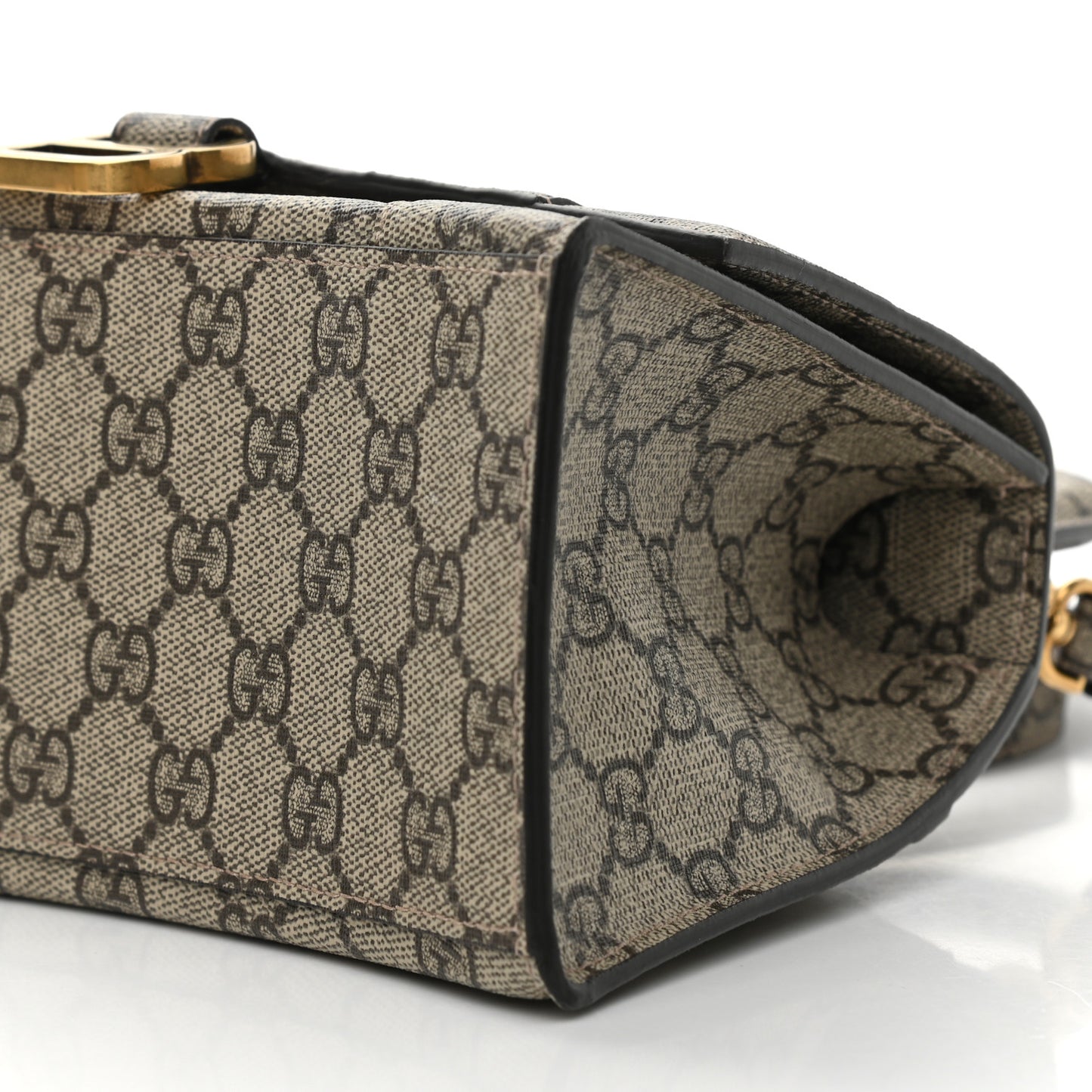 X GUCCI GG Supreme Monogram Small Hourglass Top Handle Bag Beige Ebony