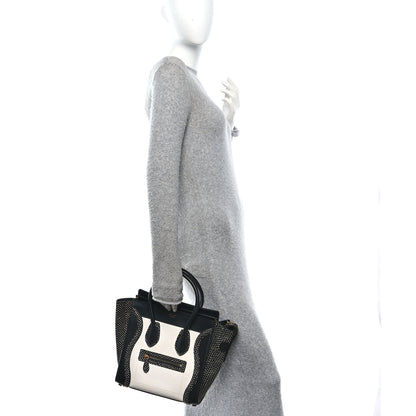 Celine Polka Dot Snakeskin Smooth Calfskin Micro Luggage Black White 2 of 10
