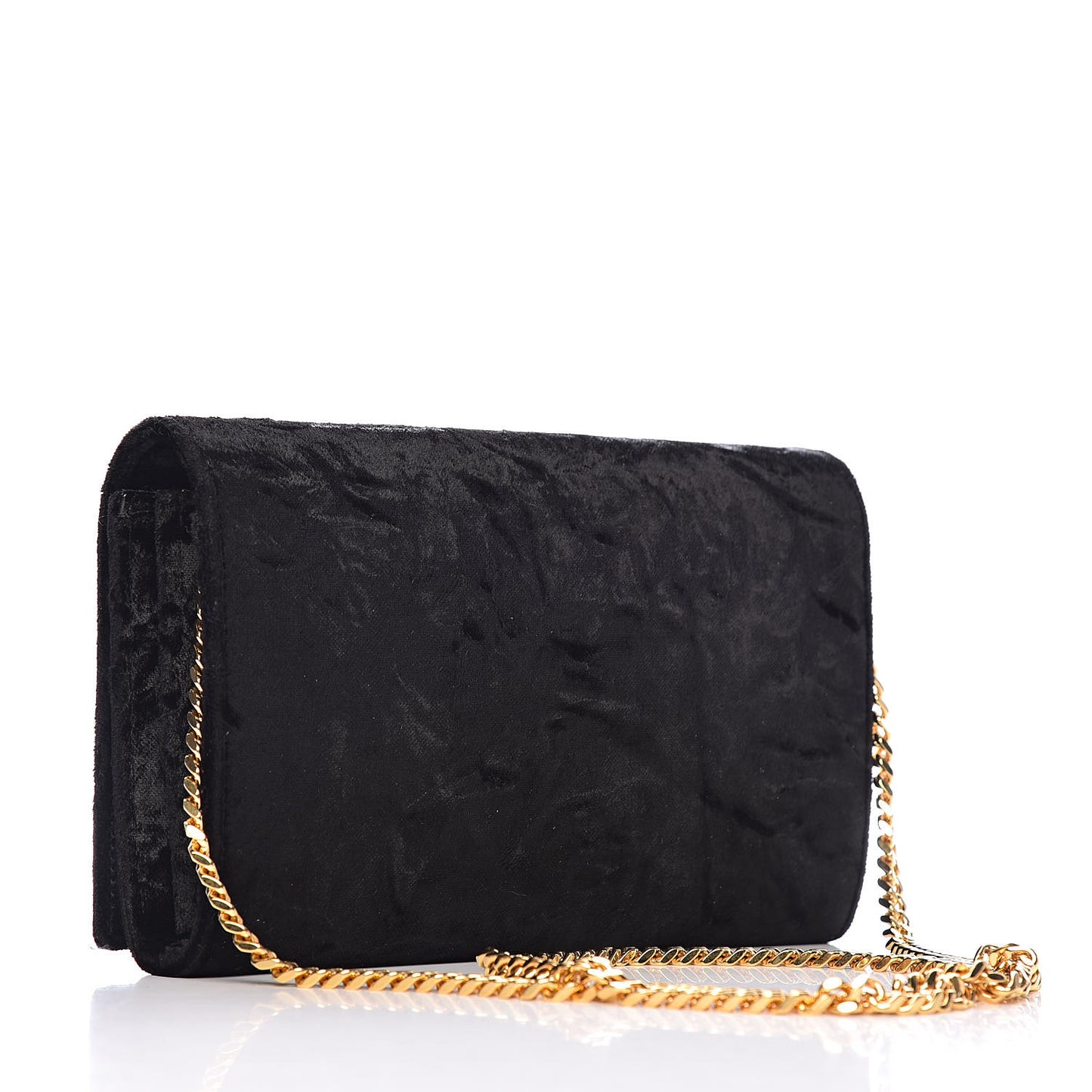 Velvet Monogram Chain Wallet Black