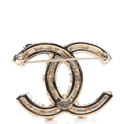 Chanel Pearl Crystal CC Brooch Light Pink Gold 2 of 4