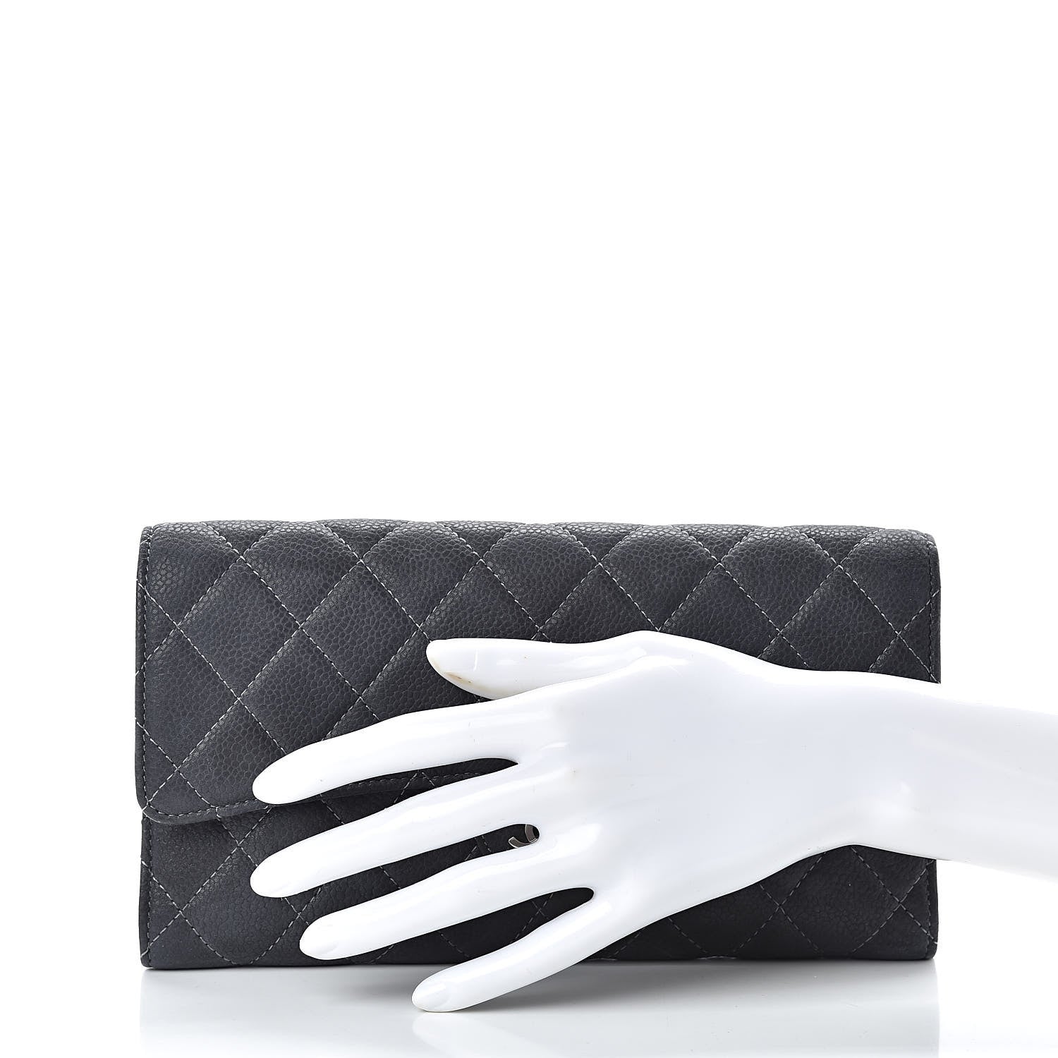 Chanel Iridescent Caviar Quilted Large Flap Wallet Grey 2 of 14