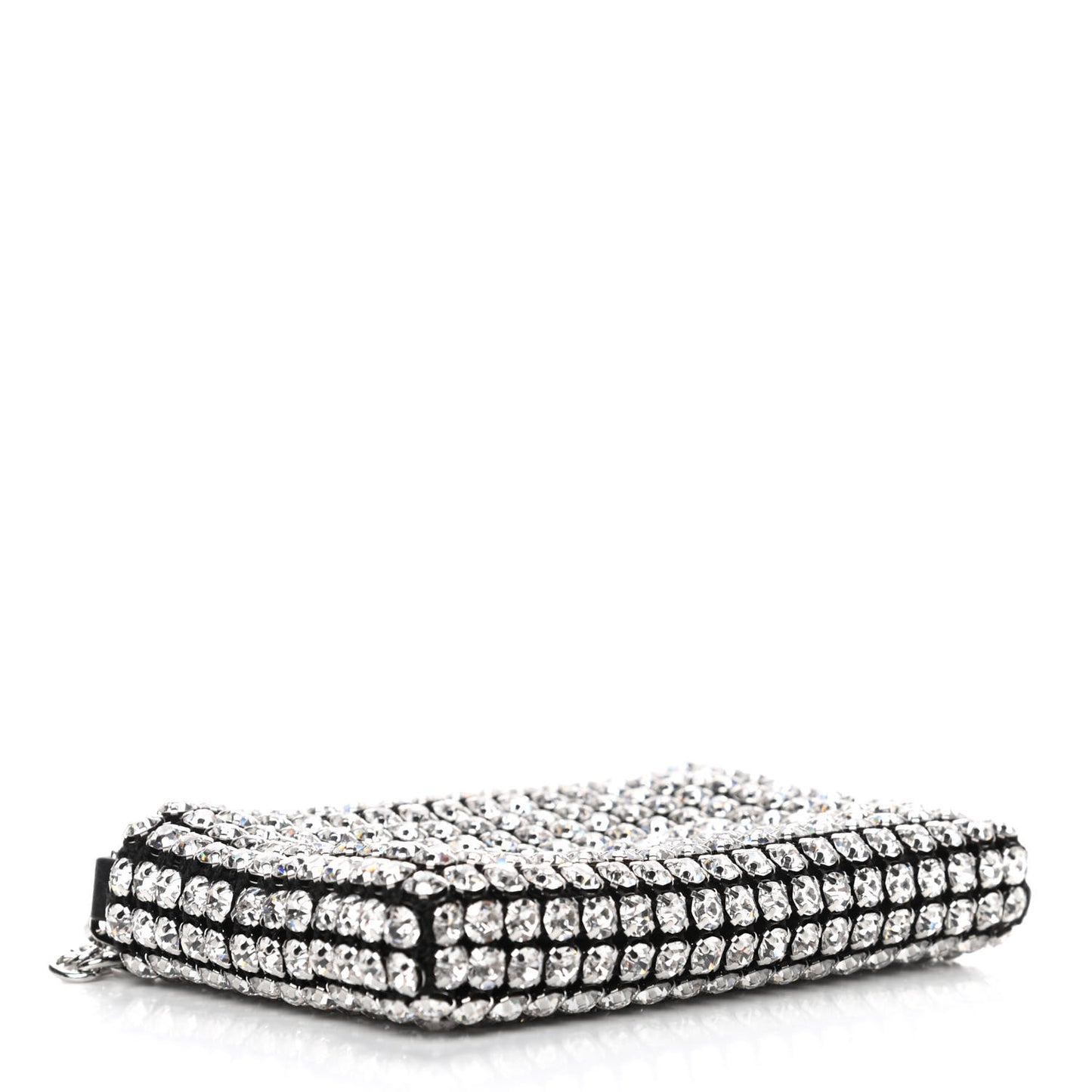 Mesh Crystal Rhinestone Nano Heiress Shoulder Bag Black Silver