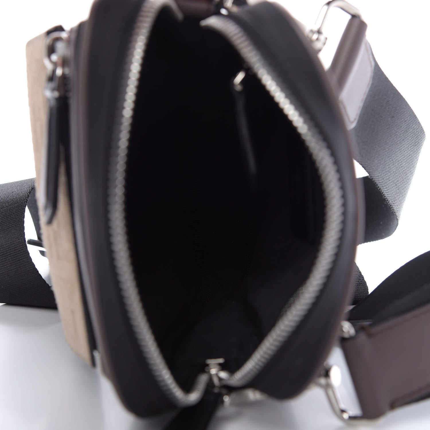 Fendi Nylon Fabric Jacquard Chamois FF 1974 Medium Crossbody Messenger Black Nuvola 5 of 9