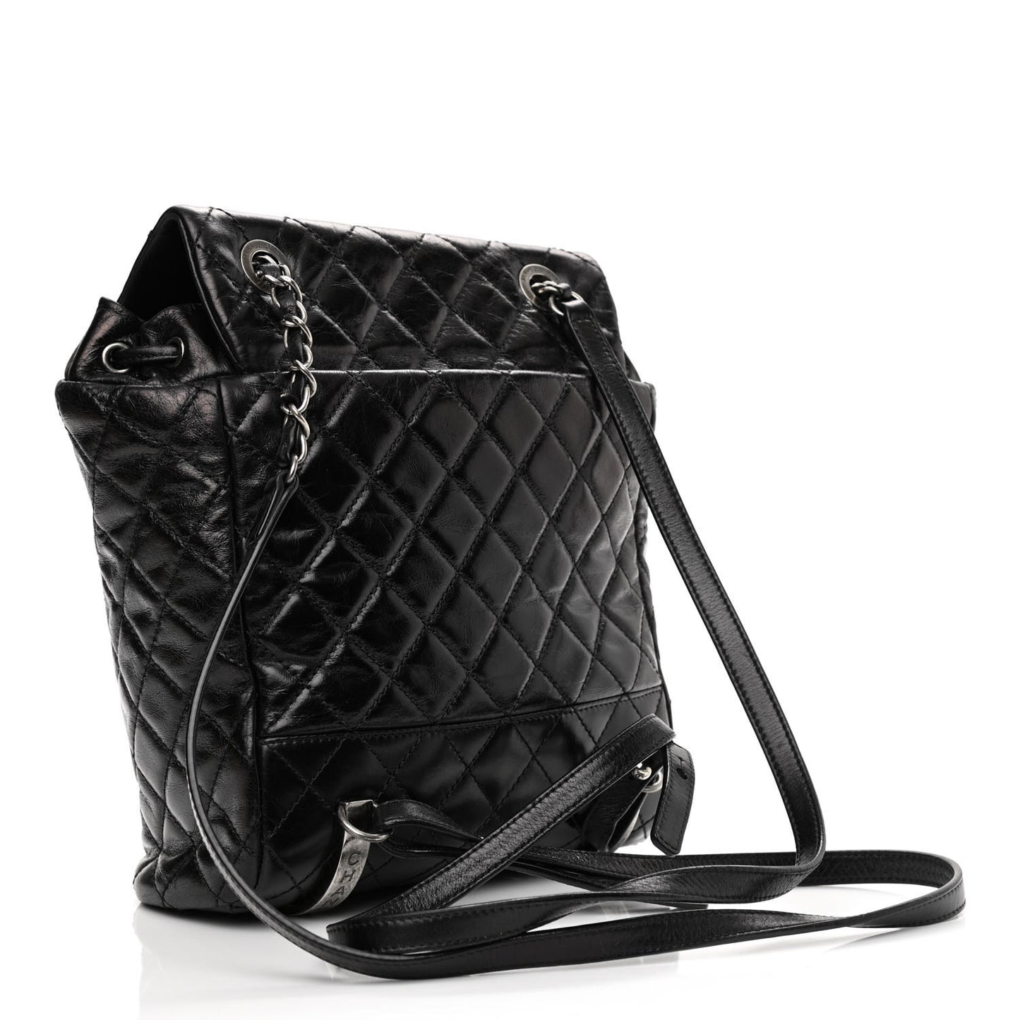 Glazed Calfskin Quilted Small Salzburg Mountain Backpack Black