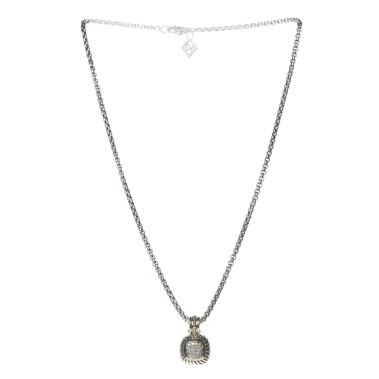 Sterling Silver 18K Gold Diamond 7mm Albion Enhancer Pendant Necklace