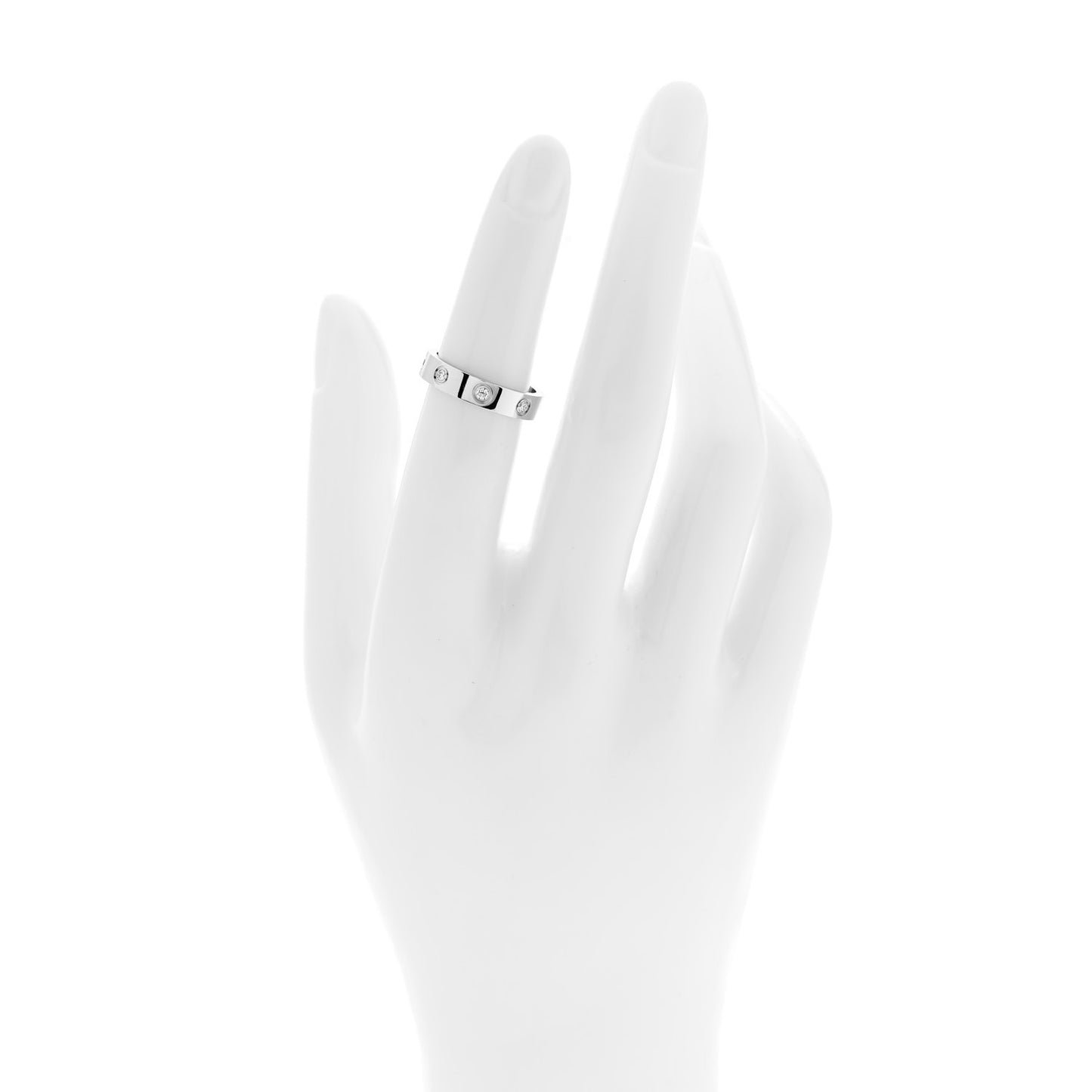 18K White Gold 8 Diamond 4mm Wedding Band LOVE Ring 49 5
