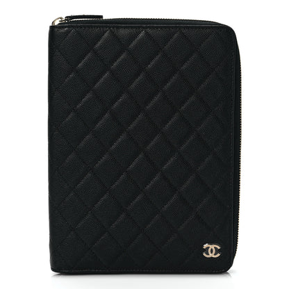 Chanel Caviar Quilted Zip Around Notebook Agenda Cover Black 1 of 7