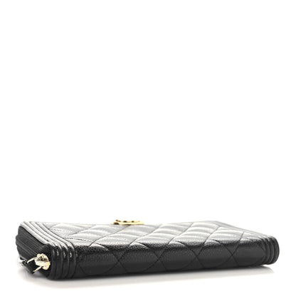 Chanel Caviar Quilted Boy Long Zip Around Wallet Black 4 of 8