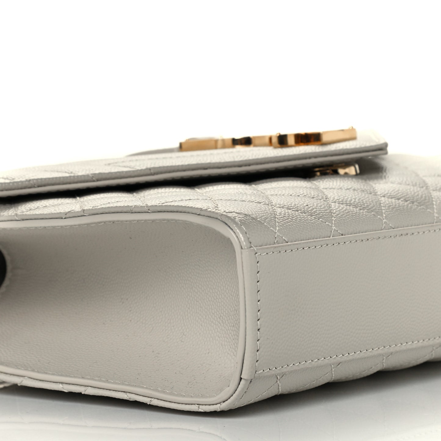 Grain De Poudre Textured Mixed Matelasse Medium Triquilt Monogram Satchel Crema Soft