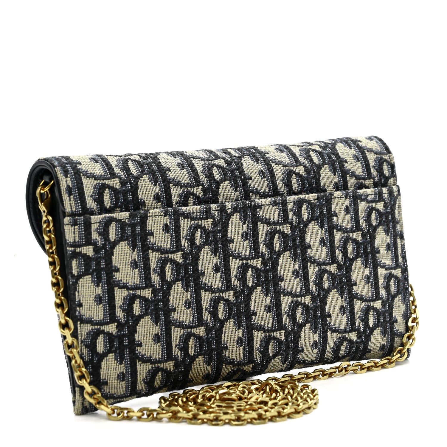 Christian Dior Oblique Saddle Chain Long Wallet Blue 4 of 11