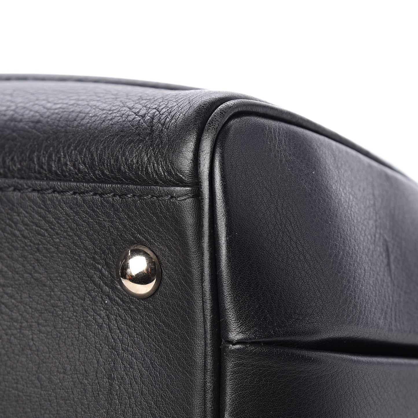 Calfskin Bold Bamboo Medium Top Handle Bag Black