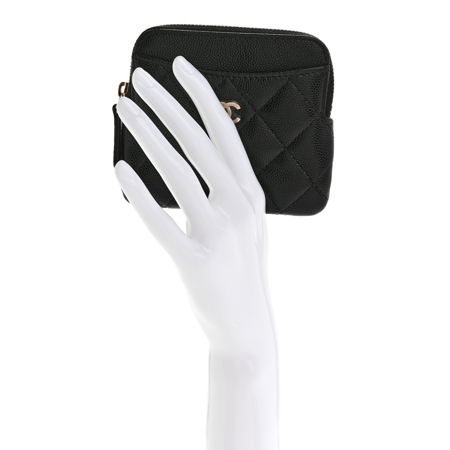 Chanel Caviar Quilted Zip Card Holder Wallet Black 2 of 8