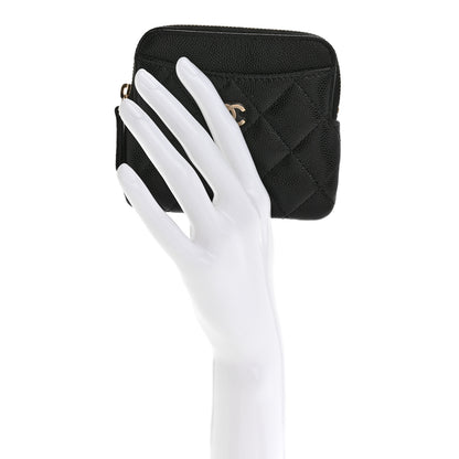 Chanel Caviar Quilted Zip Card Holder Wallet Black 2 of 8