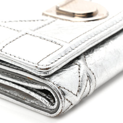 Christian Dior Ceramic Effect Deerskin Cannage Diorama Elancee Wallet Silver 9 of 9
