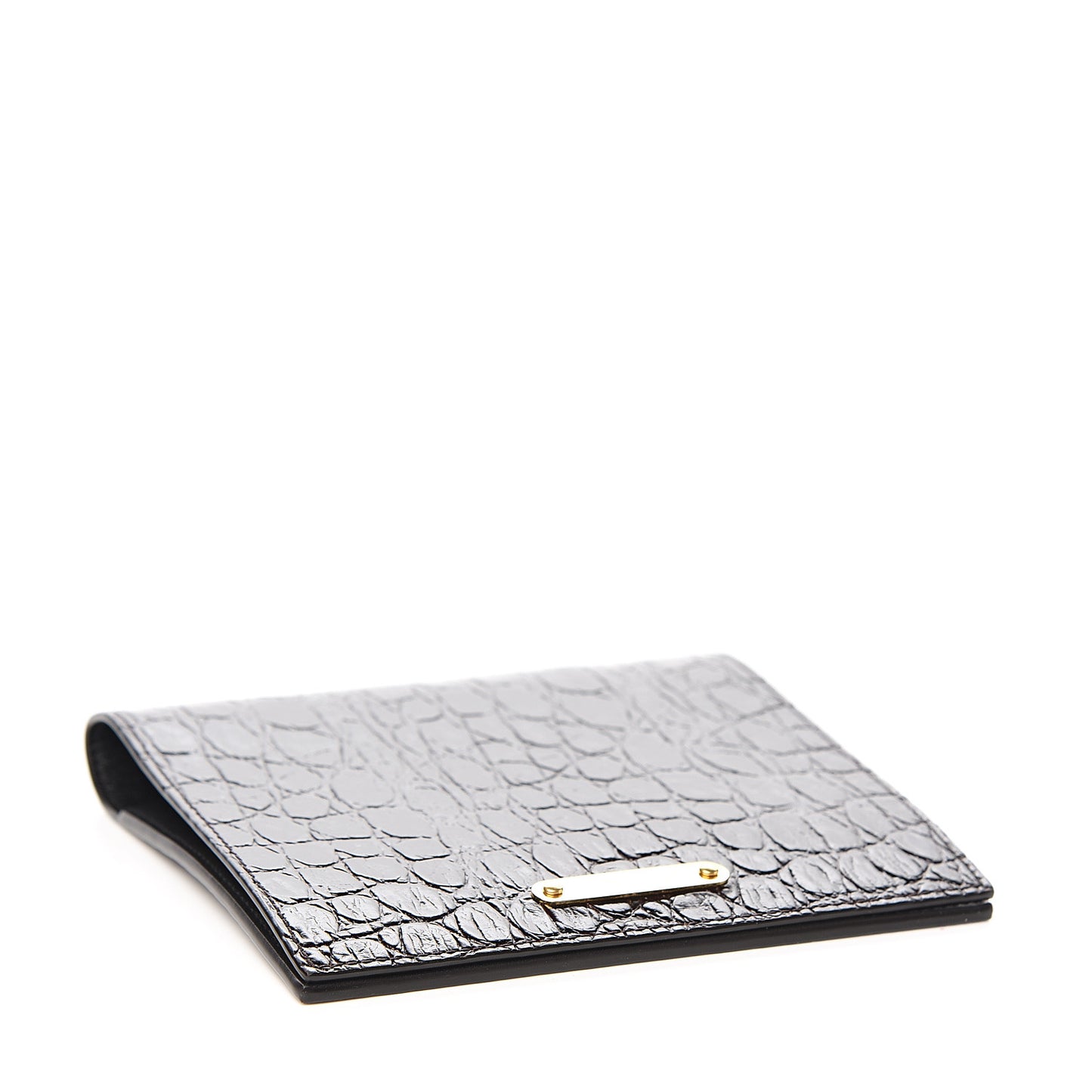 Calfskin Crocodile Embossed Wallet Black