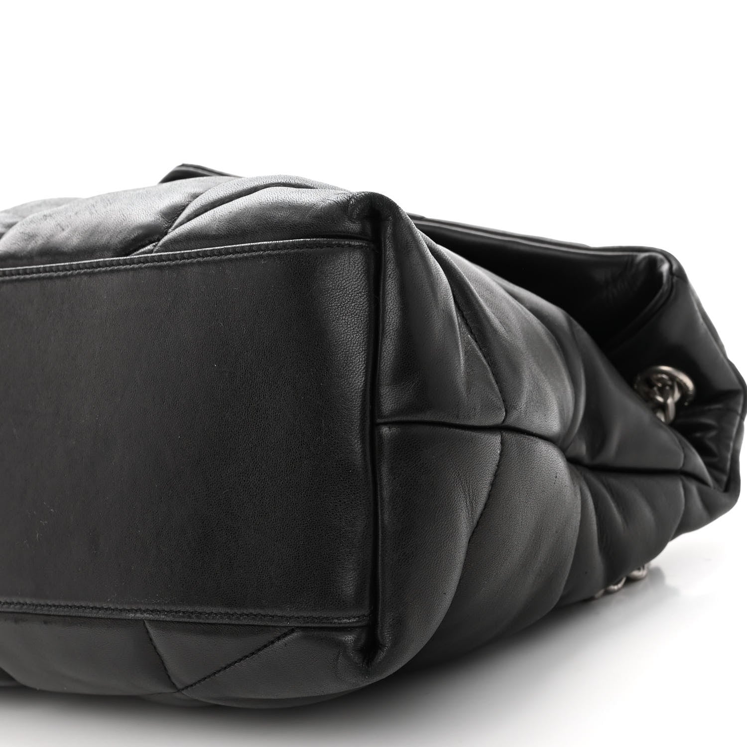 Saint Laurent Lambskin Quilted Medium Loulou Puffer Monogram Chain Satchel Black 9 of 9