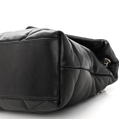 Saint Laurent Lambskin Quilted Medium Loulou Puffer Monogram Chain Satchel Black 9 of 9