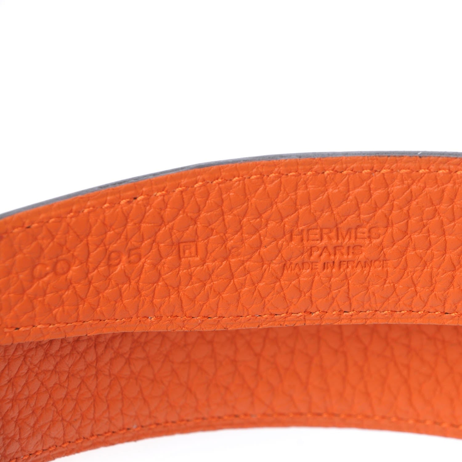 Hermes Box Togo 32mm H Belt 95 Black Orange 5 of 7
