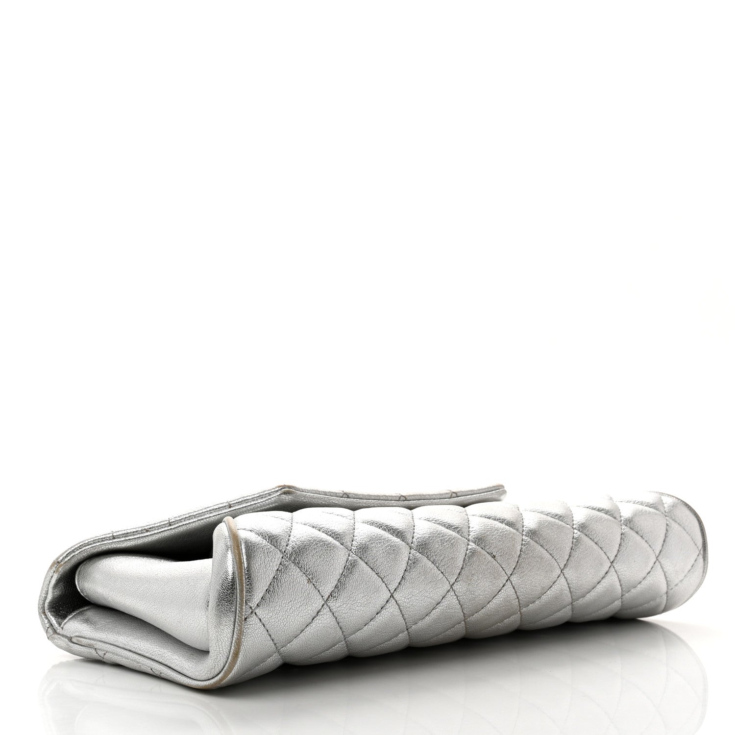 Chanel Metallic Calfskin Quilted Fold Up Again Clutch Silver 4 of 10