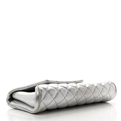 Chanel Metallic Calfskin Quilted Fold Up Again Clutch Silver 4 of 10